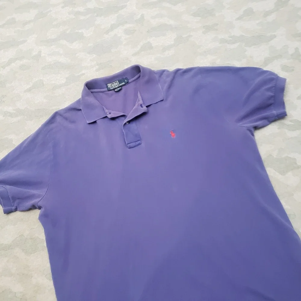 Vintage Polo Ralph Lauren Polo Shirt Mens Large Purple Short Sleeve Small Pony